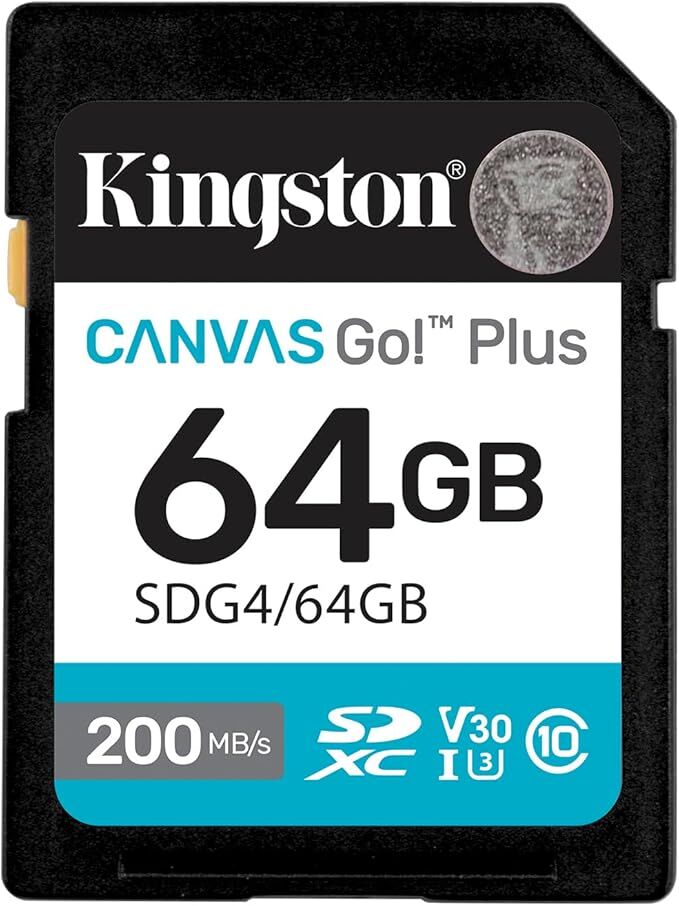 Kingston 64GB Canvas Go Plus SD Card | Up to 200MB/s | Class 10, UHS-I, U3, V30 | SDG4/64GB