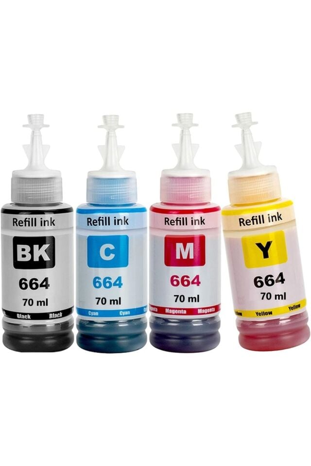 Epson Muadil 664 L382,l386,l3050,l3060,l3070,l565 4 Renk Mürekkep  Seti T6642 BTF