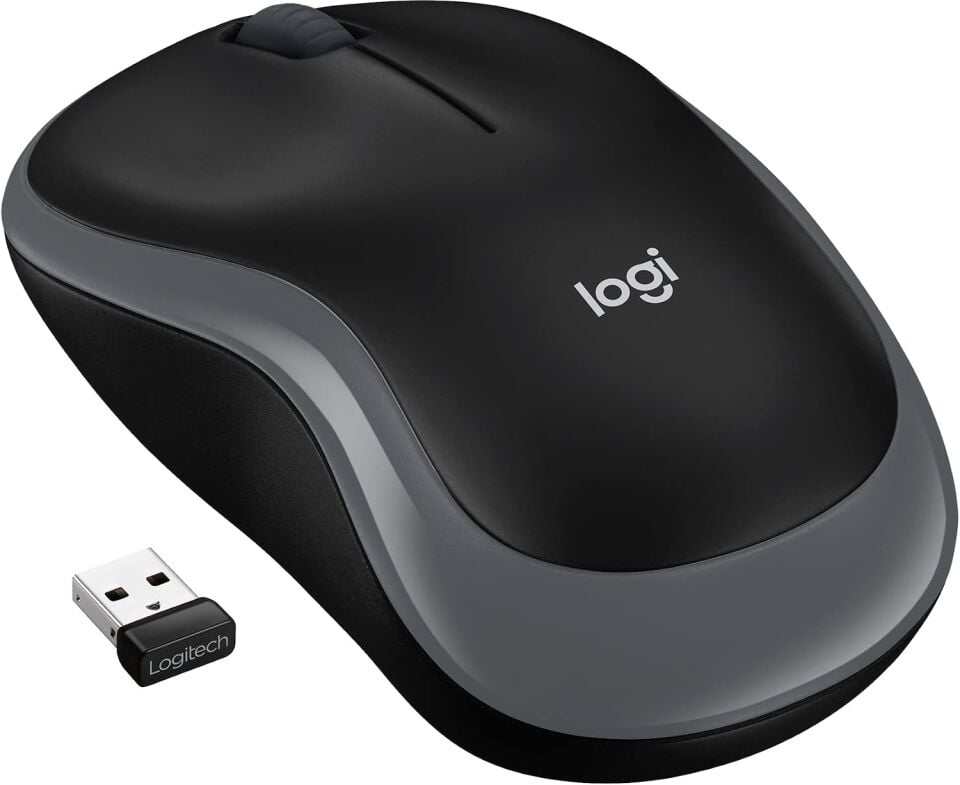 Logitech M185 Kablosuz Mouse, 1.000 DPI Optik Sensör, Sağ ve Sol Elle Kullanıma Uygun, 10 m Kullanım Mesafesi, 12 Ay Pil Ömrü, Gri