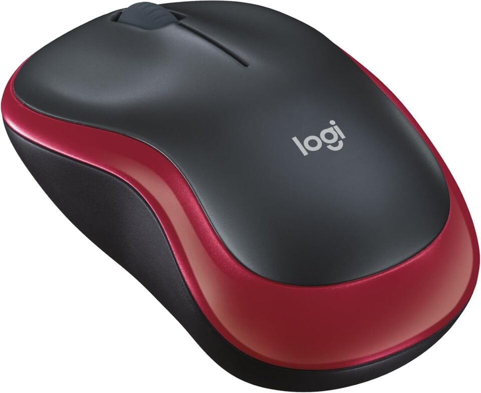 Logitech M185 kablosuz fare, 2,4 GHz USB nano alıcılı, 12 ay pil ömrü, 1000 DPI optik izleme, sol ve sağ elini kullananlar için, PC, Mac, dizüstü bilgisayar ile uyumlu, kırmızı