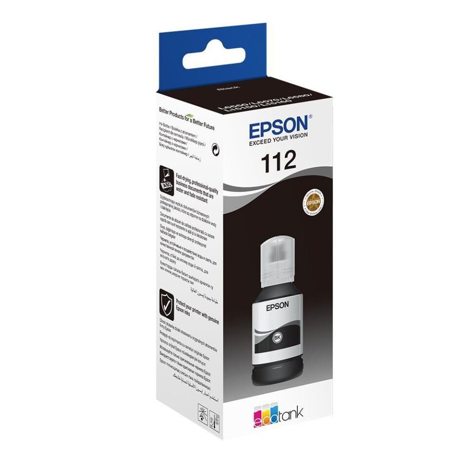 EPSON 112 / T112 SİYAH MÜREKKEP ŞİŞE Orijinal
