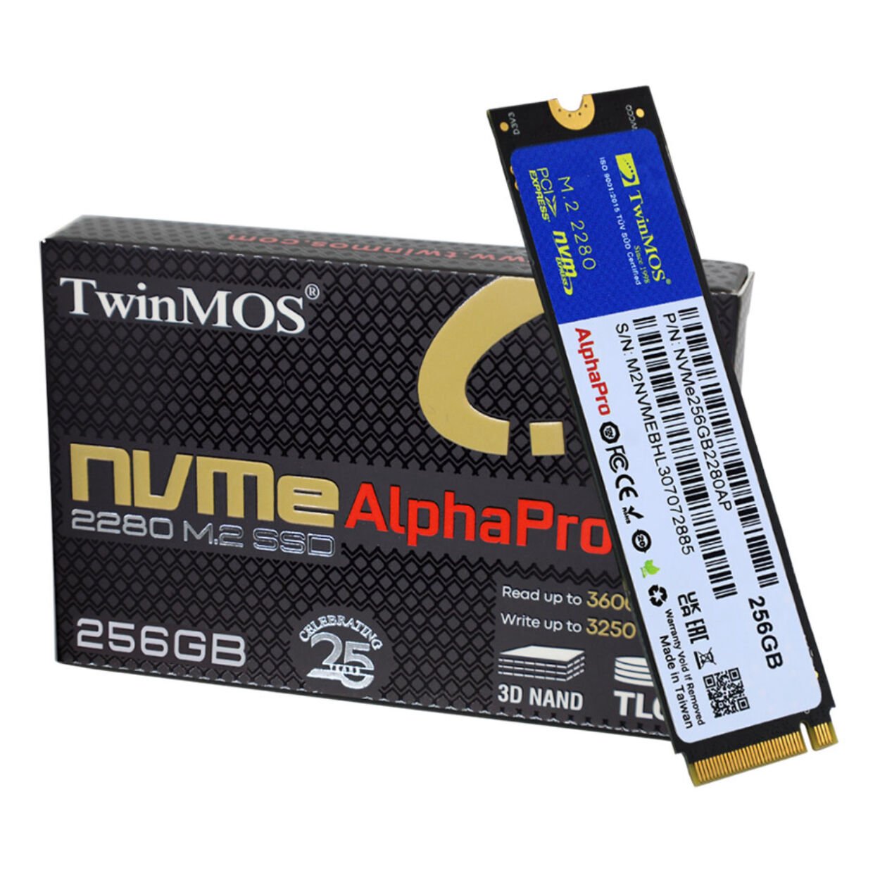 TwinMOS 256GB M.2 PCIe Gen3 NVMe SSD (3600-3250Mb/s)