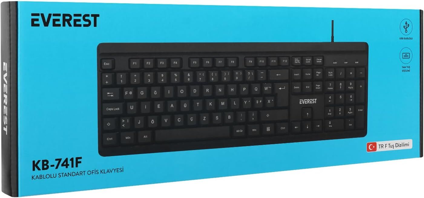 Everest KB-741F Siyah-Gri Türkçe F Klavye