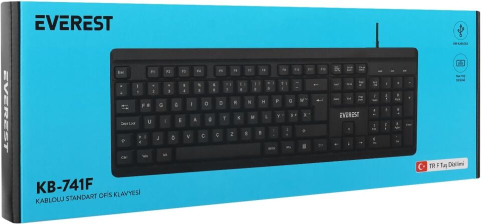 Everest KB-741F Siyah-Gri Türkçe F Klavye
